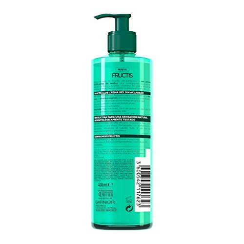 Garnier Fructis - Aloe Secado Natural, Gel Crema sin Aclarado, Pelo Normal, Largo, P ack de 3 X 400 ml