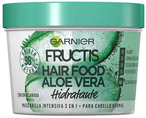 Garnier Fructis Hair Food Mascarilla Capilar 3 en 1 Aloe Vera Hidratante para Pelo Normal Pack de 3, 330ml x 3 : Total de 1170ml