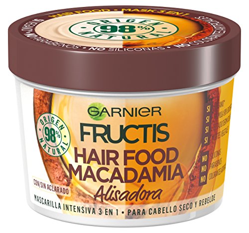 Garnier Fructis Hair Food Mascarilla Capilar 3 en 1 Macadamia Alisante para Pelo Rebelde - 390 ml