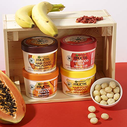 Garnier Fructis Hair Food Mascarilla Nutritiva de Banana para Pelo Seco - Pack de 3 x 390 ml