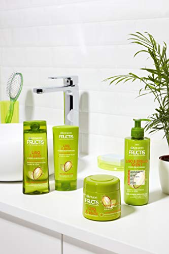 Garnier Fructis Liso & Brillo 10 en 1 Crema Sin Aclarado para Pelo Liso, Rebelde, Difícil de Alisar - 3 Unidades x 400 ml