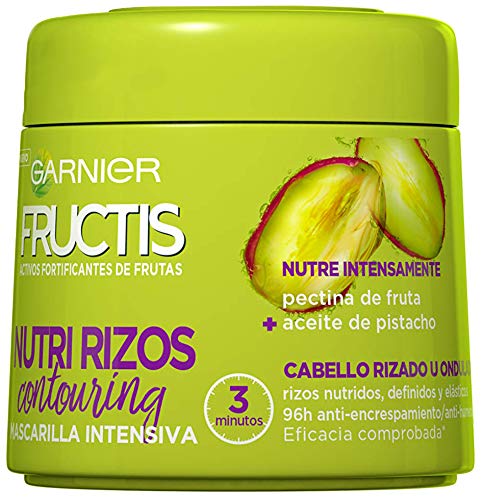 Garnier Fructis Nutri Rizos Contouring Mascarilla Intensiva Fortificante que Nutre y Define, con Pectina de Fruta y Aceite de Pistacho - 300 ml