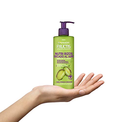 Garnier Fructis - Nutri Rizos Secado al Aire Crema Sin Aclarado para Pelo Rizado u Ondulado – 3 Unidades x 400 ml