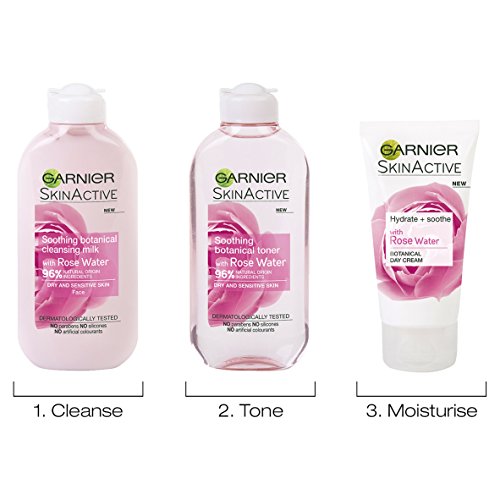 Garnier Naturals - Agua de rosas Leche Limpiadora Piel Sensible 200ml (El empaque puede variar)