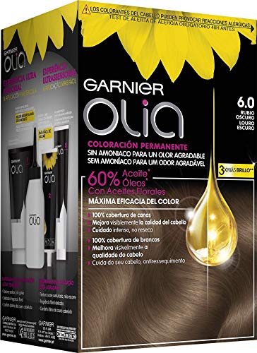 Garnier Olia - Coloración Permanente sin Amoniaco, con Aceites Florales de Origen Natural - Tono 6.0 Rubio Oscuro