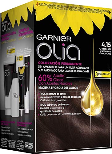 Garnier Olia coloración permanente sin amoniaco para un olor agradable con aceites florales de origen natural - Chocolate 4.15