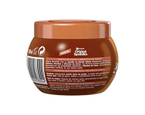 Garnier Original Remedies Aceite de coco y Manteca de Cacao Mascarilla de pelo rebelde y difícil de alisar - 300 ml