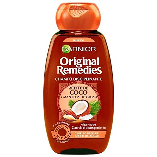 Garnier Original Remedies - Champú Disciplinante con Aceite de Coco y Manteca de Cacao para Pelo Rebelde y Difícil de Alisar - 600 ml