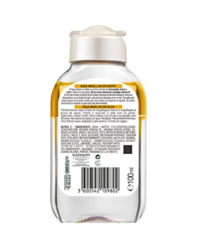 Garnier Skin Active - Agua Micelar en Aceite, Elimina el Maquillaje Waterpoof, Formato Viaje, Pack de 6 x 100 ml (Total 600 ml)