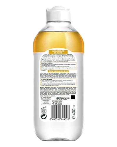 Garnier Skin Active, Agua micelar (piel grasa, en aceite waterproof) - 400 ml.