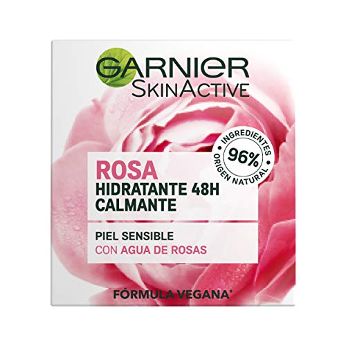 Garnier Skin Active - Crema Hidratante y Calmante Botánico 48H, con Agua de Rosas para Piel Sensible - 50 ml