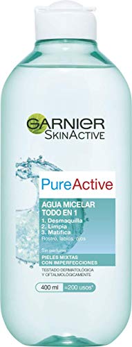 Garnier Skin Active - Pure Active Agua Micelar, Pieles Mixtas y con Imperfecciones, 400 ml