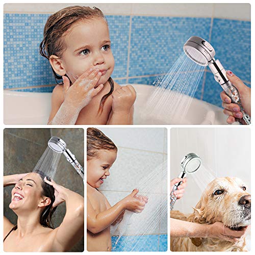GAVAER Alcachofa de Ducha Con Manguera de 2 m, Rotación de 360 °， 3 Modos de Pulverización Cabezal de Ducha con Doble Filtración, 40% de Ahorro de Agua Cabezal de Ducha