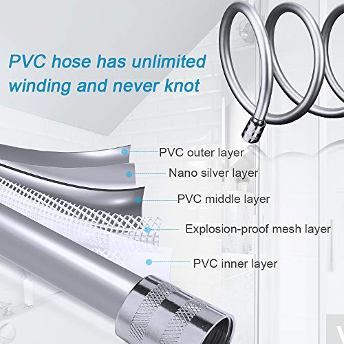 GAVAER Alcachofa de Ducha, Ducha de mano con 2m manguera, cabezal de ducha con 5 Modos de Spray de Agua, Ducha de Mano Alta Presión Universal Extraíble Rotación de 360 °, Ahorro de Agua para Baño.