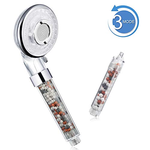GAVAER Alcachofa Ducha, 3 Modos Alcachofa de Ducha de Lones Alta Presion, Filtered Ducha de Mano con Bolas Minerales, Ablanda el Agua Dura, 50% Ahorro de Agua Cabeza de Ducha, 200% Alta Presion.