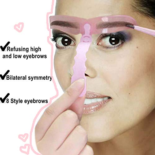 GCOA Plantilla De La Ceja,8 Estilos Plantilla Ceja Tarjeta de Dibujo de Ceja, Eyebrow Stencils Cejas Plantilla Kit Herramienta de Maquillaje Para Principiantes DIY