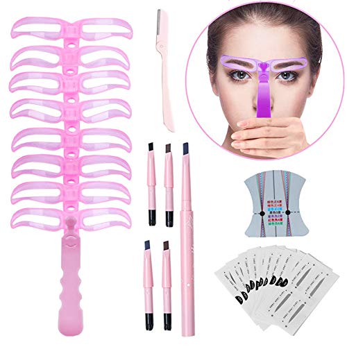 GCOA Plantilla De La Ceja,8 Estilos Plantilla Ceja Tarjeta de Dibujo de Ceja, Eyebrow Stencils Cejas Plantilla Kit Herramienta de Maquillaje Para Principiantes DIY