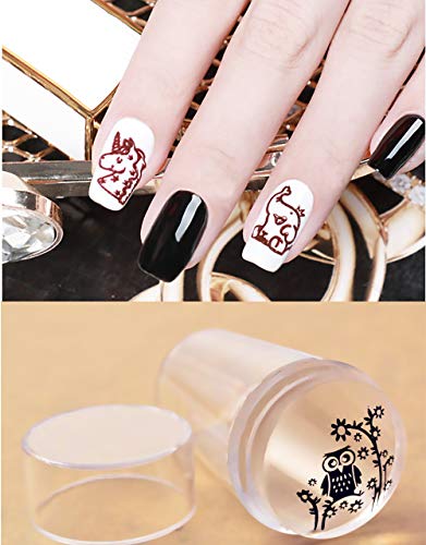 GCOA Stamping Nail Art Imagen Set- 4pcs claro silicona Jelly Juego de con 4 rascadores Manicura Nail Art Sellos herramienta de impresión