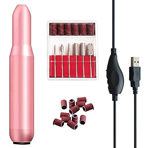 GeekerChip Lima de Uñas Eléctrica,Set Profesional de Eléctrico para Uñas para Manicura y Pedicura,Portátil USB con 20000 RPM para La Familia, el Salón y los Viajes(Rosa)