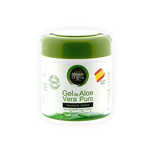 Gel Aloe vera 100% de Canarias crema hidratante natural 500 ml para la piel irritada por el depilado y afeitado/Quemaduras solares y picadura de insectos. Uso Facial y Corporal