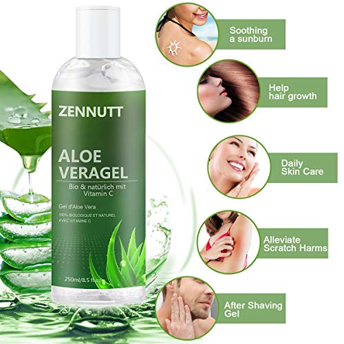 Gel Aloe vera,250ml con E-Book gratuito Orgánico Puro Aloe Vera Gel de Crema Hidratante,Refrescante Pieles Secas el Alivio de las quemaduras solares Originales Mujeres Día de la Madre Regalo