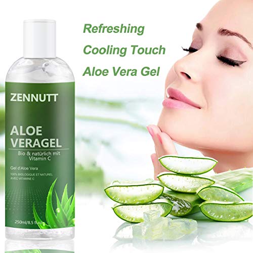 Gel Aloe vera,250ml con E-Book gratuito Orgánico Puro Aloe Vera Gel de Crema Hidratante,Refrescante Pieles Secas el Alivio de las quemaduras solares Originales Mujeres Día de la Madre Regalo