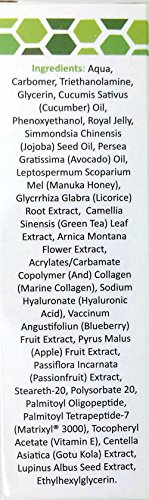 Gel de marino para colágeno y aceite de pepino 30 ml - Crema hidratante y antiarrugas natural y orgánica con miel de manuka, jalea real, matrixil y ácido hialurónico