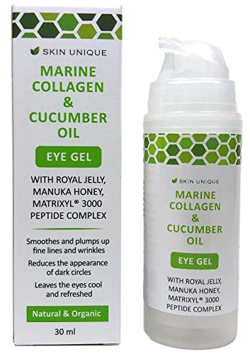 Gel de marino para colágeno y aceite de pepino 30 ml - Crema hidratante y antiarrugas natural y orgánica con miel de manuka, jalea real, matrixil y ácido hialurónico