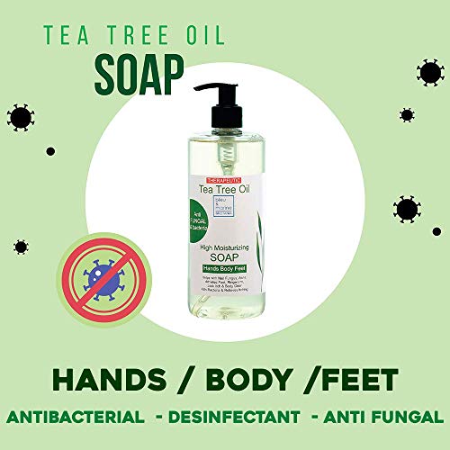 Gel desinfectante antibacteriano Jabón Ultra Hidratante Terapéutico con Aceite de Árbol de Té Purificante Anti hongos Anti Acné 500 ml - Gel de Baño - Gel de Ducha