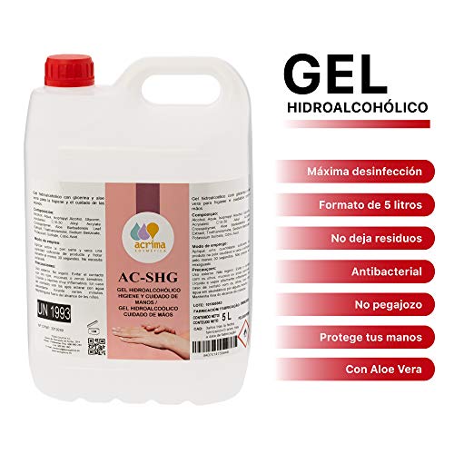 Gel hidroalcoholico manos 5 litros desinfectante de manos liquido antiseptico antibacteriano jabon antiséptico a base de alcohol ideal para dispensadores