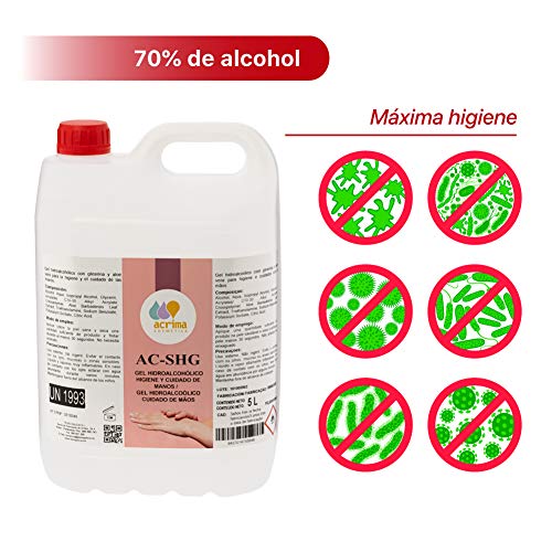 Gel hidroalcoholico manos 5 litros desinfectante de manos liquido antiseptico antibacteriano jabon antiséptico a base de alcohol ideal para dispensadores