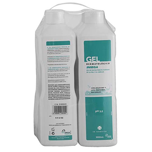 Geles Inibsa - Gel Dermatológico 1000 ml, Gel de ducha para el cuidado de la piel y el cabello, Ahorro Pack Dermatologico