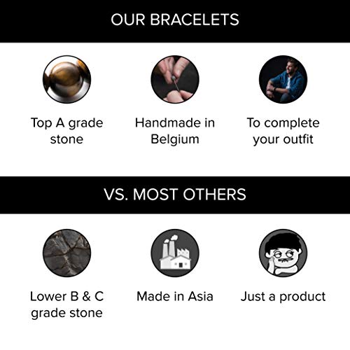 Gemini Pulsera Hombre De Piedra De Ojo De Tigre - Son Bolas De 8mm Talla Adjustable - Estas Pulseras Hombres Da Energia Y Suerte - Joyas Preciosa