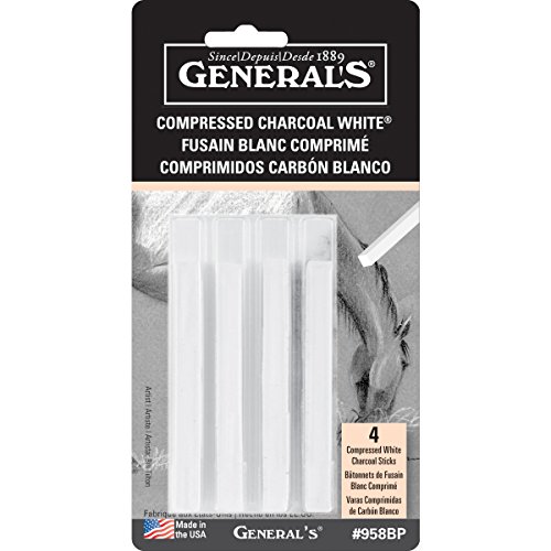 General Pencil - Palos de carbón comprimido (4 unidades), no aplicable, Multicolor, 13.97 x 7.23 x 1.27 cm