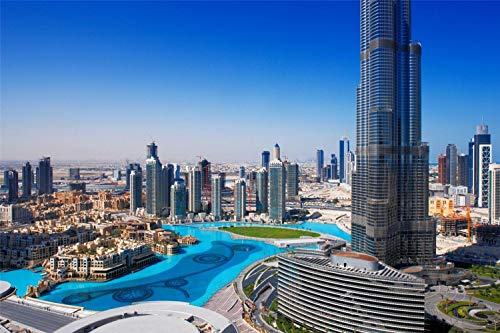 genmaimeima Kit De Pintura De Diamante DIY 5D, Dubai Burg Califa Panorama Diamante Punto De Cruz Patrón Inicio Decoración De Pared Día De San Valentín Presente 30X40Cm