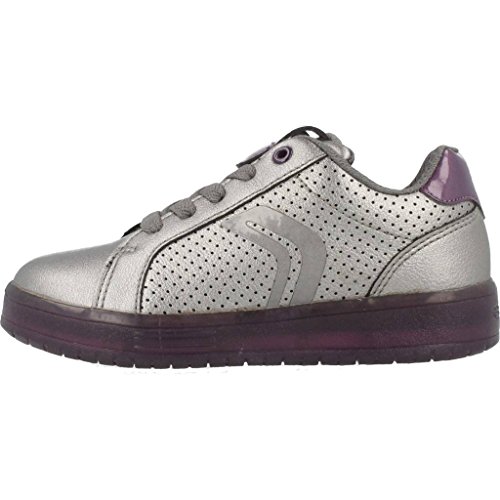 Geox J KOMMODOR Girl A, Zapatillas para Niñas, Plateado (Dk Silver/Prune), 34 EU