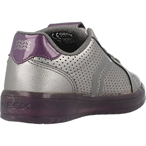 Geox J KOMMODOR Girl A, Zapatillas para Niñas, Plateado (Dk Silver/Prune), 34 EU