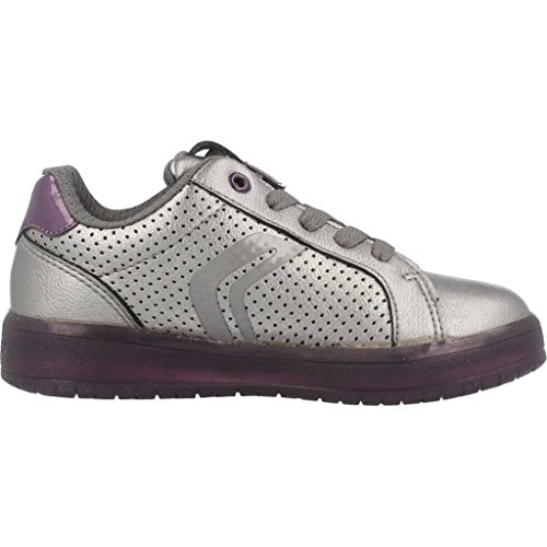 Geox J KOMMODOR Girl A, Zapatillas para Niñas, Plateado (Dk Silver/Prune), 34 EU