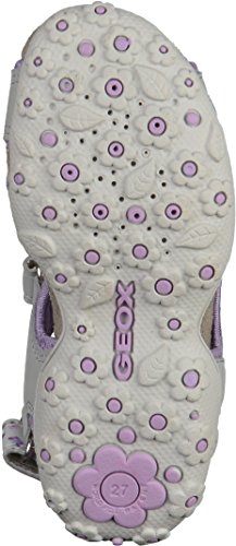 Geoxj S Roxanne A - Sandalias Deportivas Niñas, Gris (Gris/Violet), 34