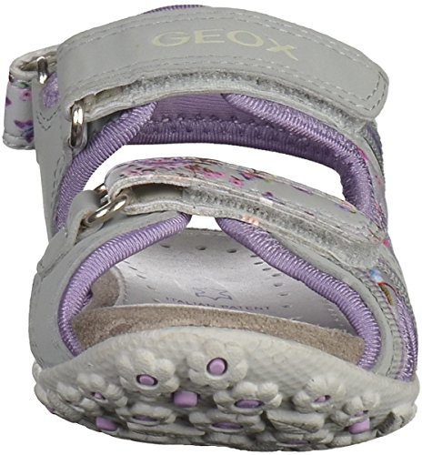 Geoxj S Roxanne A - Sandalias Deportivas Niñas, Gris (Gris/Violet), 34