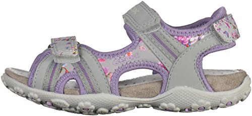 Geoxj S Roxanne A - Sandalias Deportivas Niñas, Gris (Gris/Violet), 34