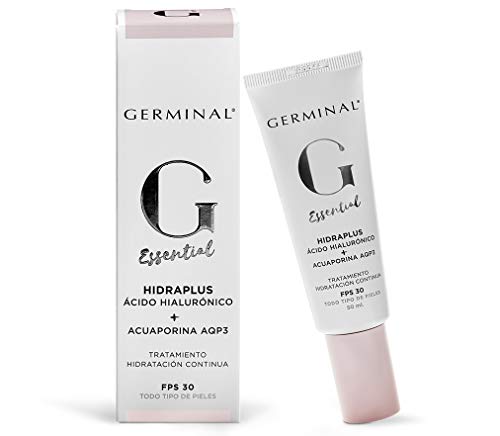 Germinal Essential Hidraplus - Crema Facial de Ácido Hialurónico, Activador de Acuaporinas y Aceite de Marula con un Efecto Hidrante y Nutritivo Intensivo, Antipolución y FPS 30-50 ml