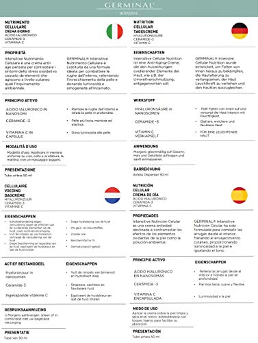 Germinal Intensitive Nutrición Celular- Crema Facial con Ácido Hialurónico en Nanosomas y Vitamina C Encapsulada con Efecto Nutritivo, Antiedad y FPS 15-50ml