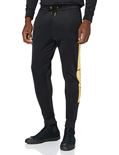 Gianni Kavanagh Black Gold Bars Joggers Chándal, Negro, XS para Hombre