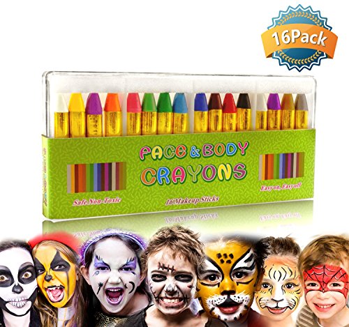 GiBot Pintura Facial y corporales, 16 Colores Pintura Corporal y Facial Body Paint, Maquillaje Carnival Set para niño, no tóxico, Easy on y Off