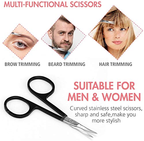 GiBot Pinzas Cejas, 5pcs Pinzas para cejas, Tijeras para cejas, Peine para cejas, Lápiz para cejas, Maquinilla de afeitar para cejas y Estuche de viaje para mujeres y hombres, Negro