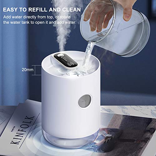 Gifort Humidificador Ultrasónico, Humidificador de Niebla de 1000 ml Difusor de USB, Humidificador de Interior Ultra Silencioso Funcionamiento Silencioso para Hogar, Oficina 8h de Trabajo Blanco