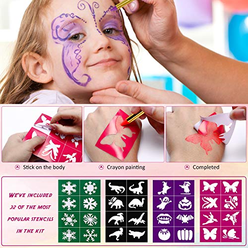 Gifort Pinturas Cara para Niños, 36 Colores Pintura Facial crayones de Pintura Carnaval para Halloween, Fiestas, Semana Santa, Cosplay, Fiestas Temáticas