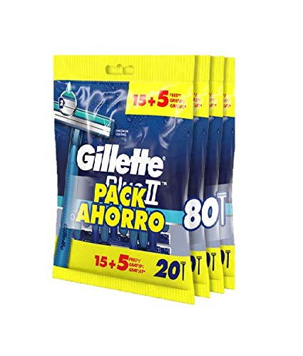 Gillette Blue II Maquinillas de Afeitar Desechables, 80 Cuchillas de Afeitar (4x20)