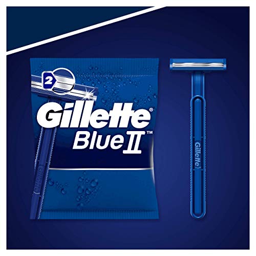 Gillette BlueII Maquinillas desechables para hombre, dos hojas de afeitar, cabezal fijo - Pack de 15+5